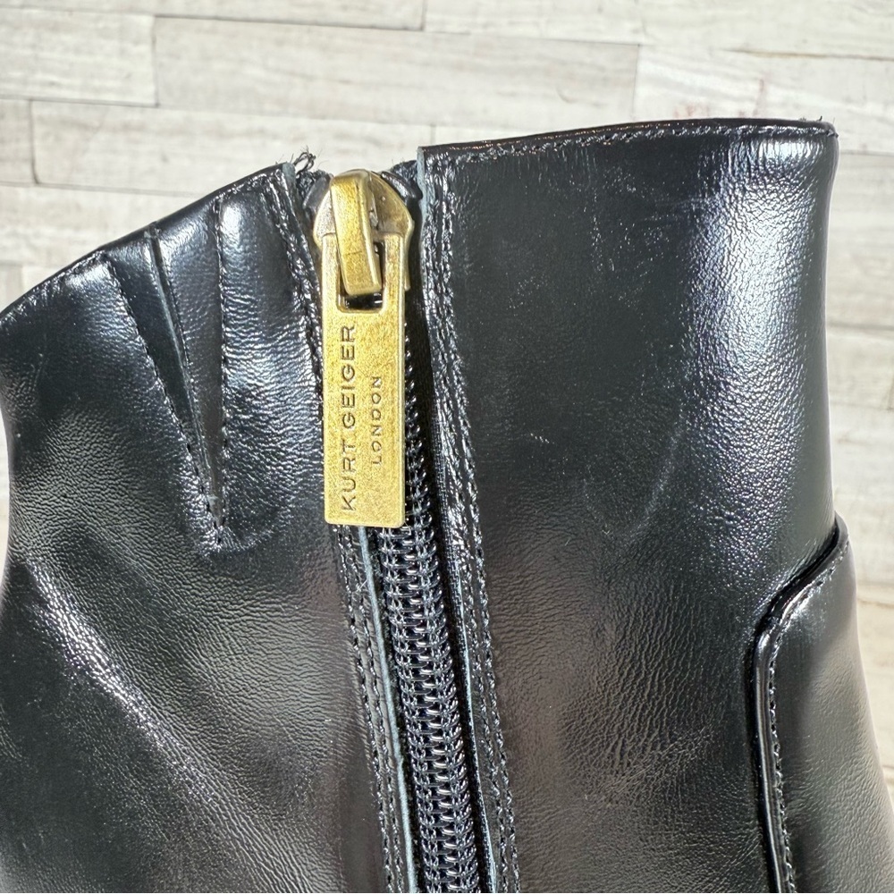 Kurt Geiger London Black Chelsea Square Toe Eagle Head Leather Boots 36.5 -6.5US - Picture 10 of 15